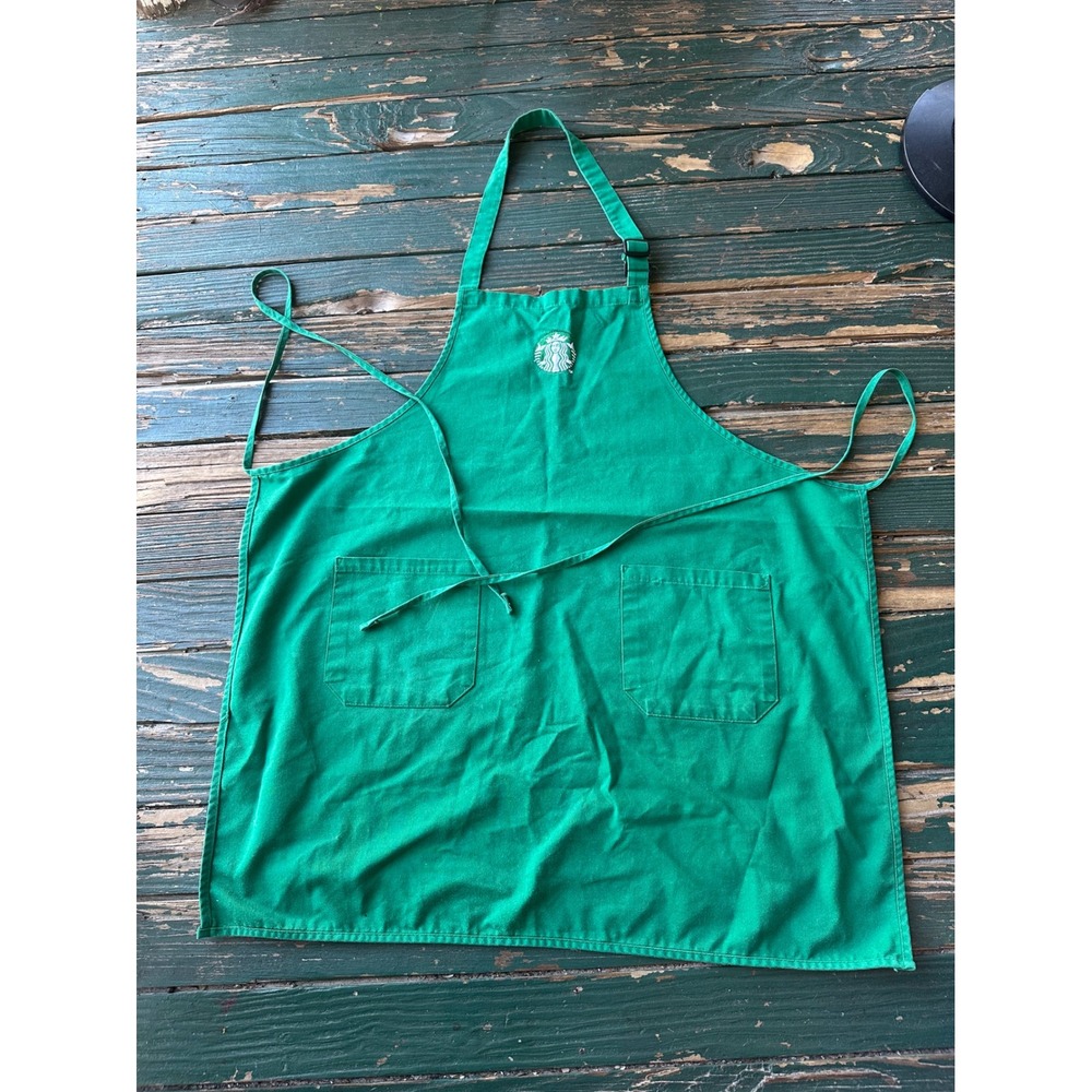 Starbucks Barista Apron Green Embroidered Siren Logo Pockets Adjustable A3296
